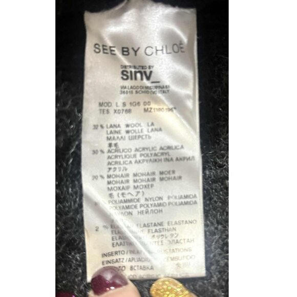 See by Chloé Mohair Wool Blend Sweater Size 4 Grey Luxury Knit Cozy Designer - Picture 9 of 10